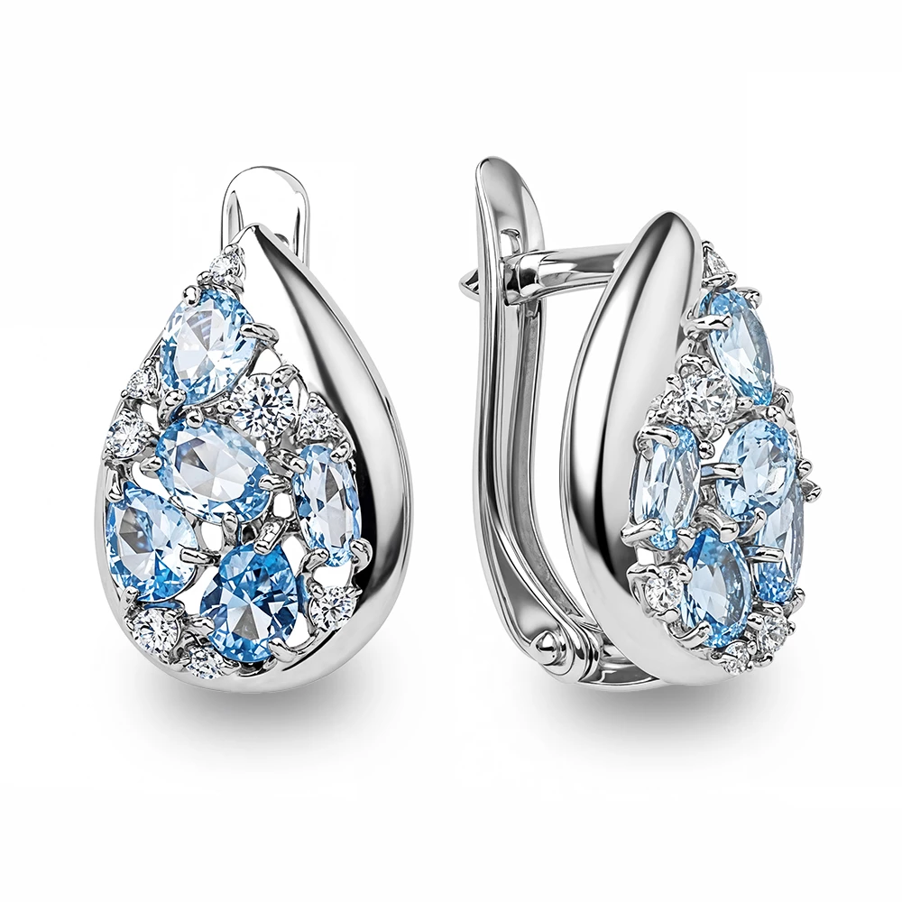 Серьги с фианитами из серебра 925 пробы