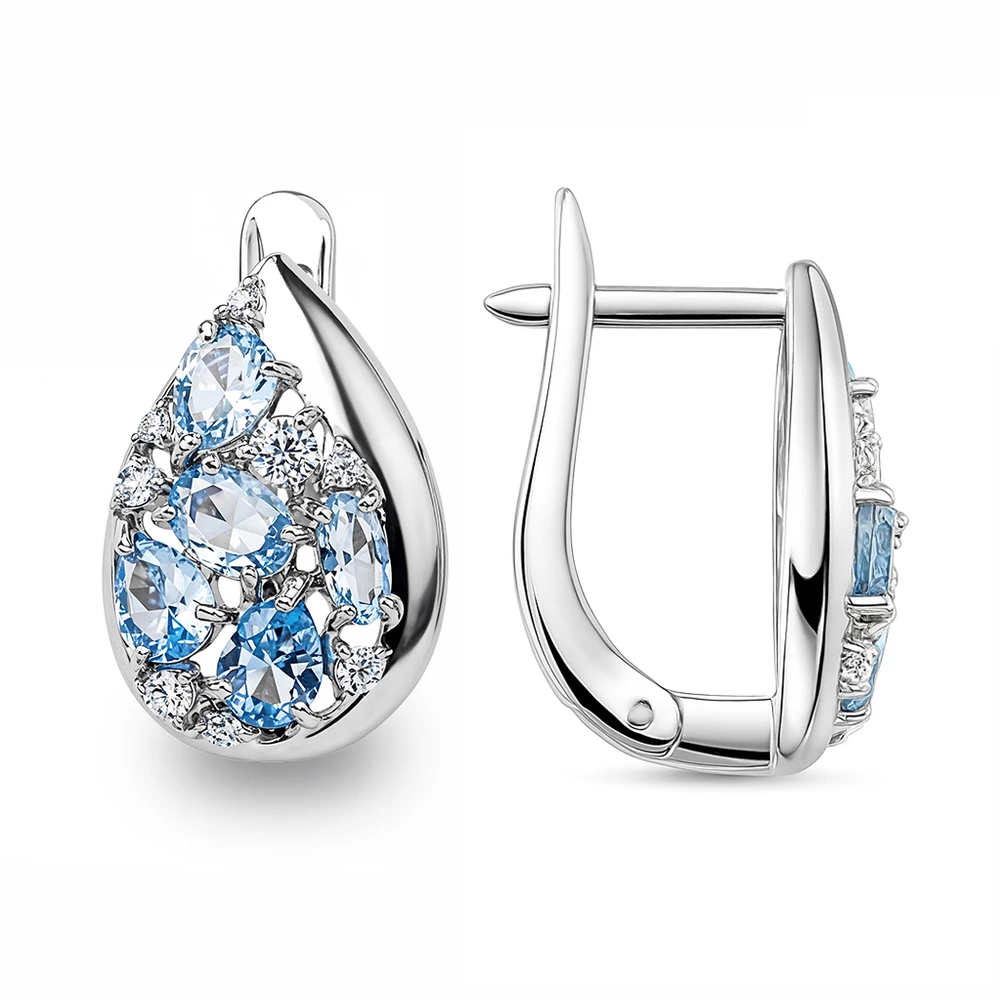 Серьги с фианитами из серебра 925 пробы