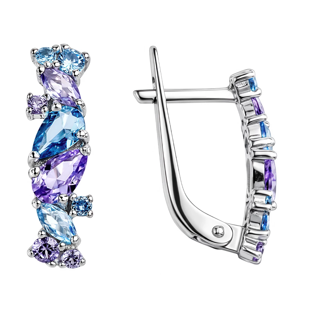 Серьги с фианитами из серебра 925 пробы