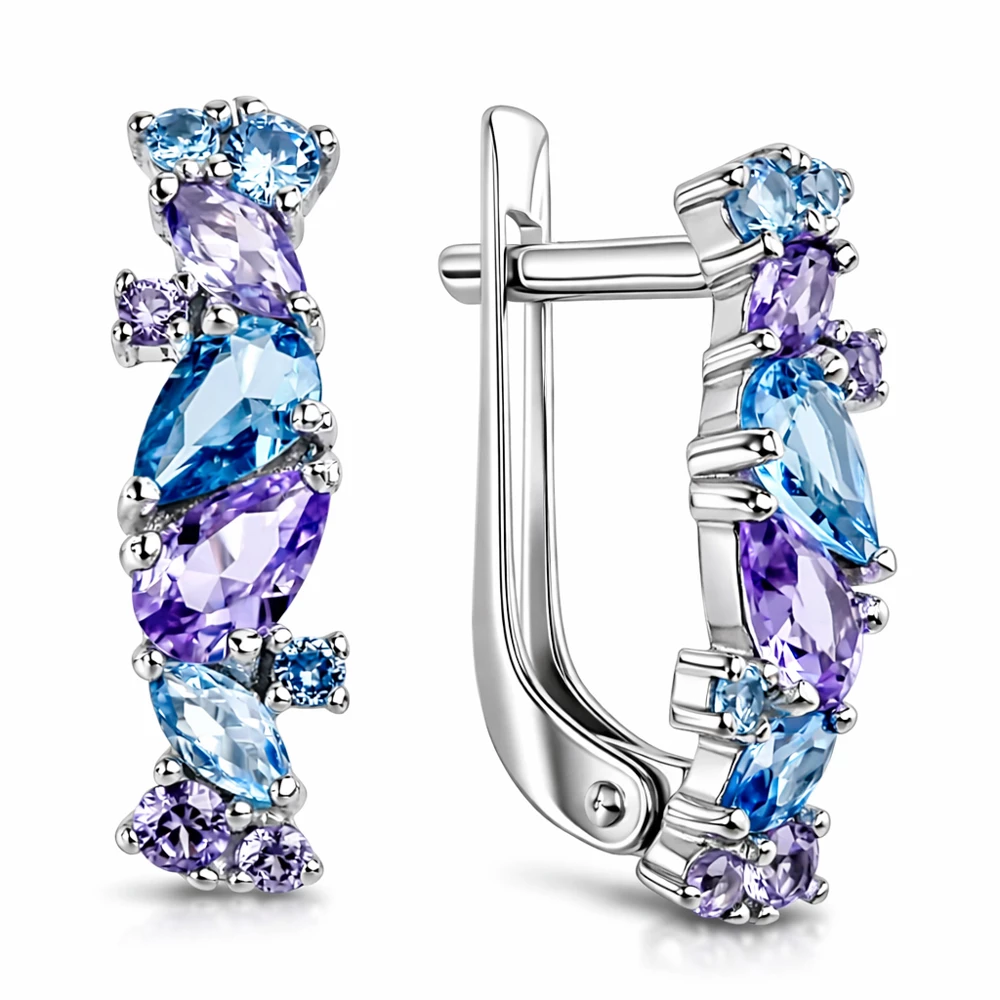 Серьги с фианитами из серебра 925 пробы