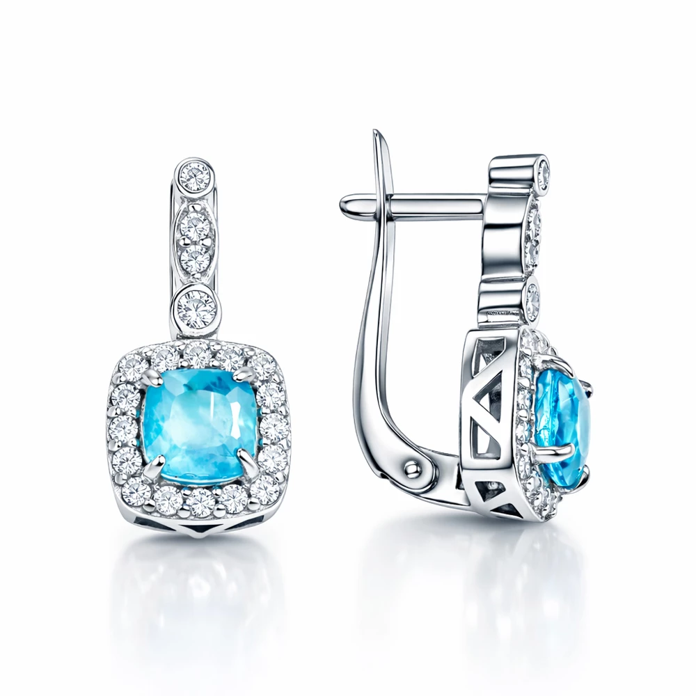 Серьги с горным хрусталём и фианитами из серебра 925 пробы