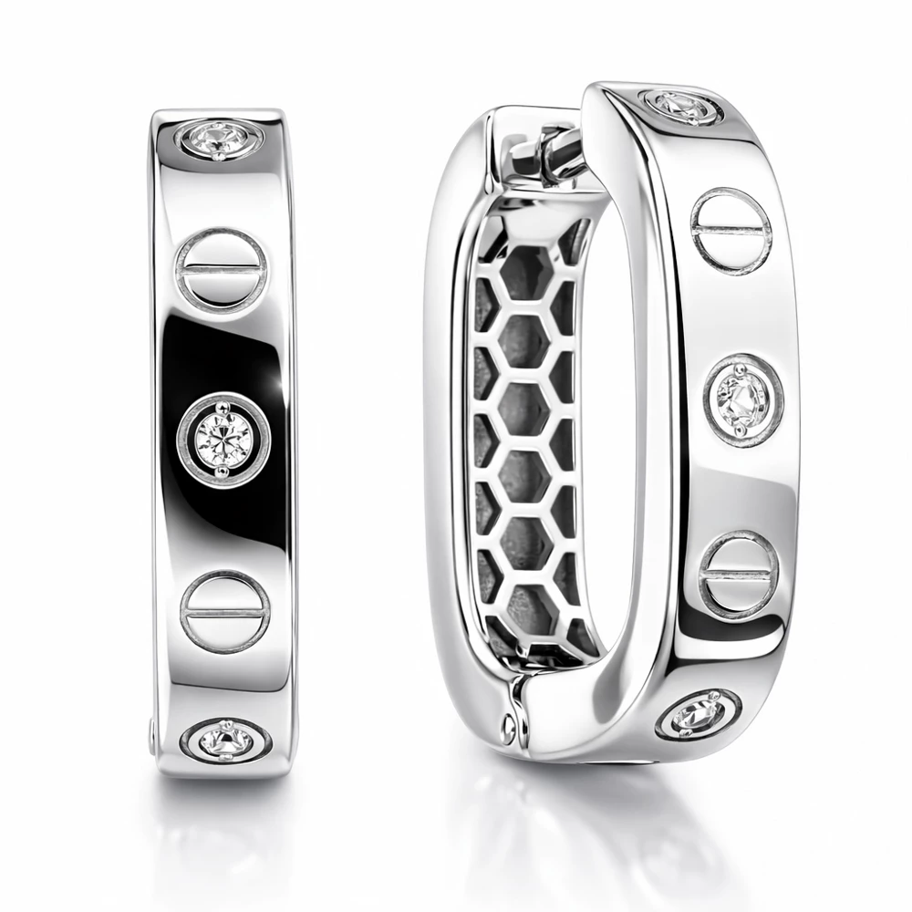 Серьги с фианитами из серебра 925 пробы