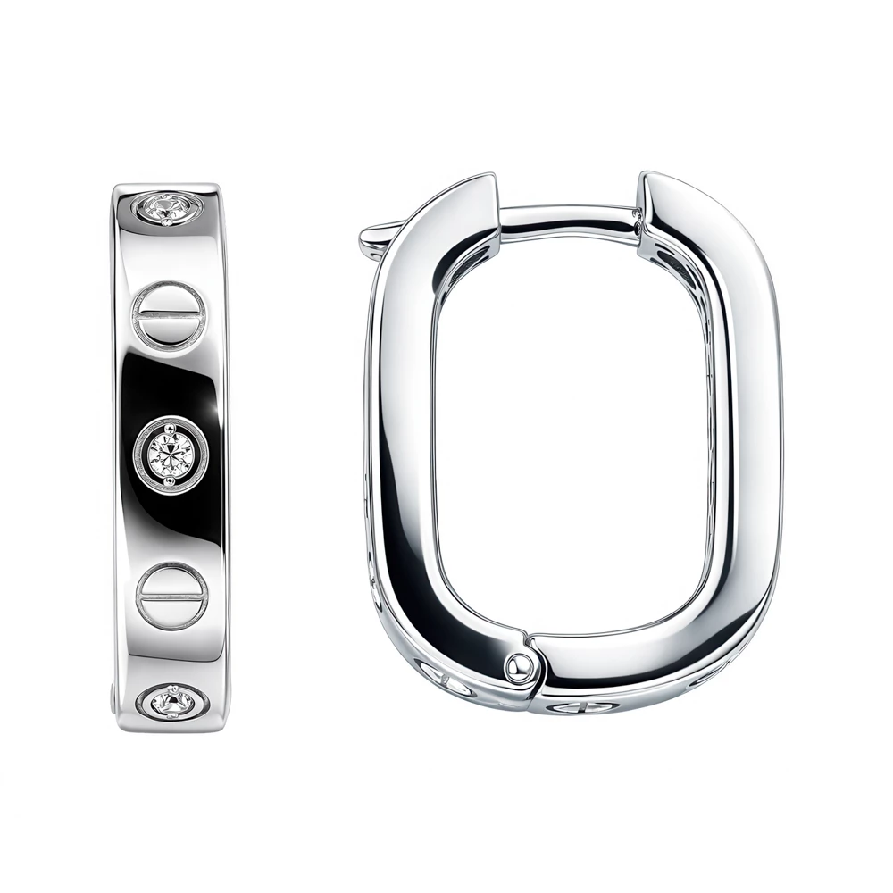 Серьги с фианитами из серебра 925 пробы