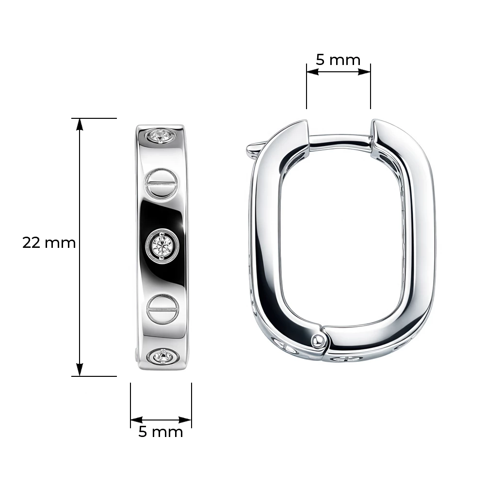Серьги с фианитами из серебра 925 пробы