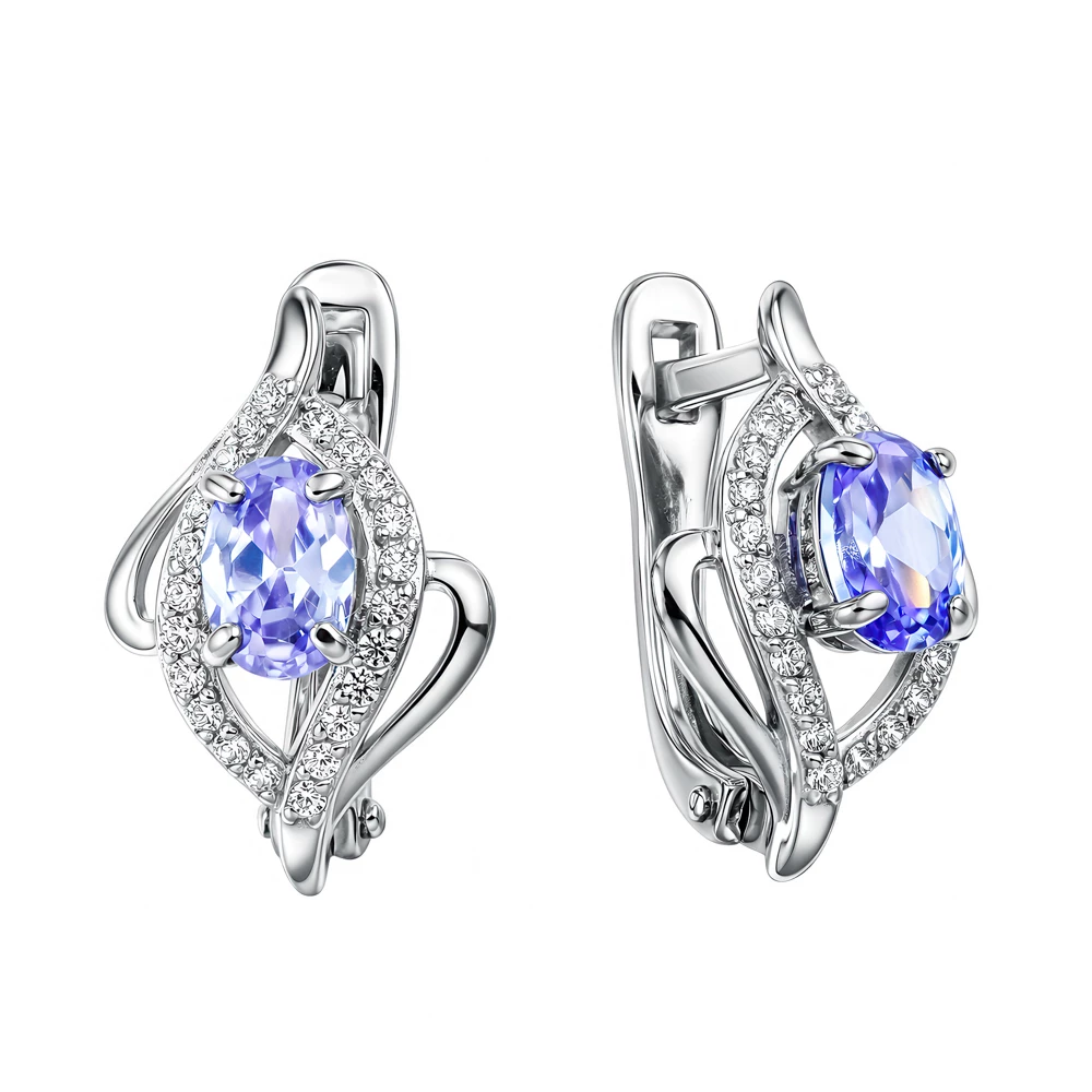 Серьги с фианитами из серебра 925 пробы