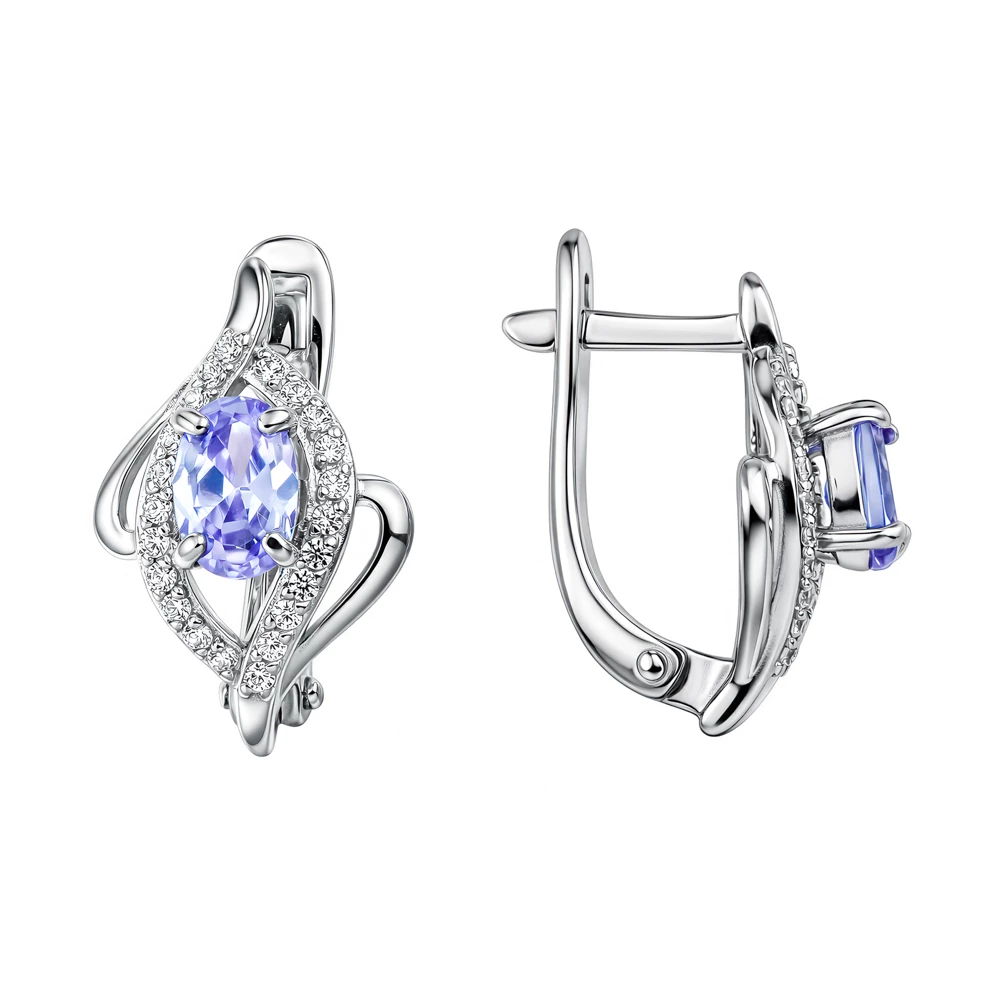 Серьги с фианитами из серебра 925 пробы