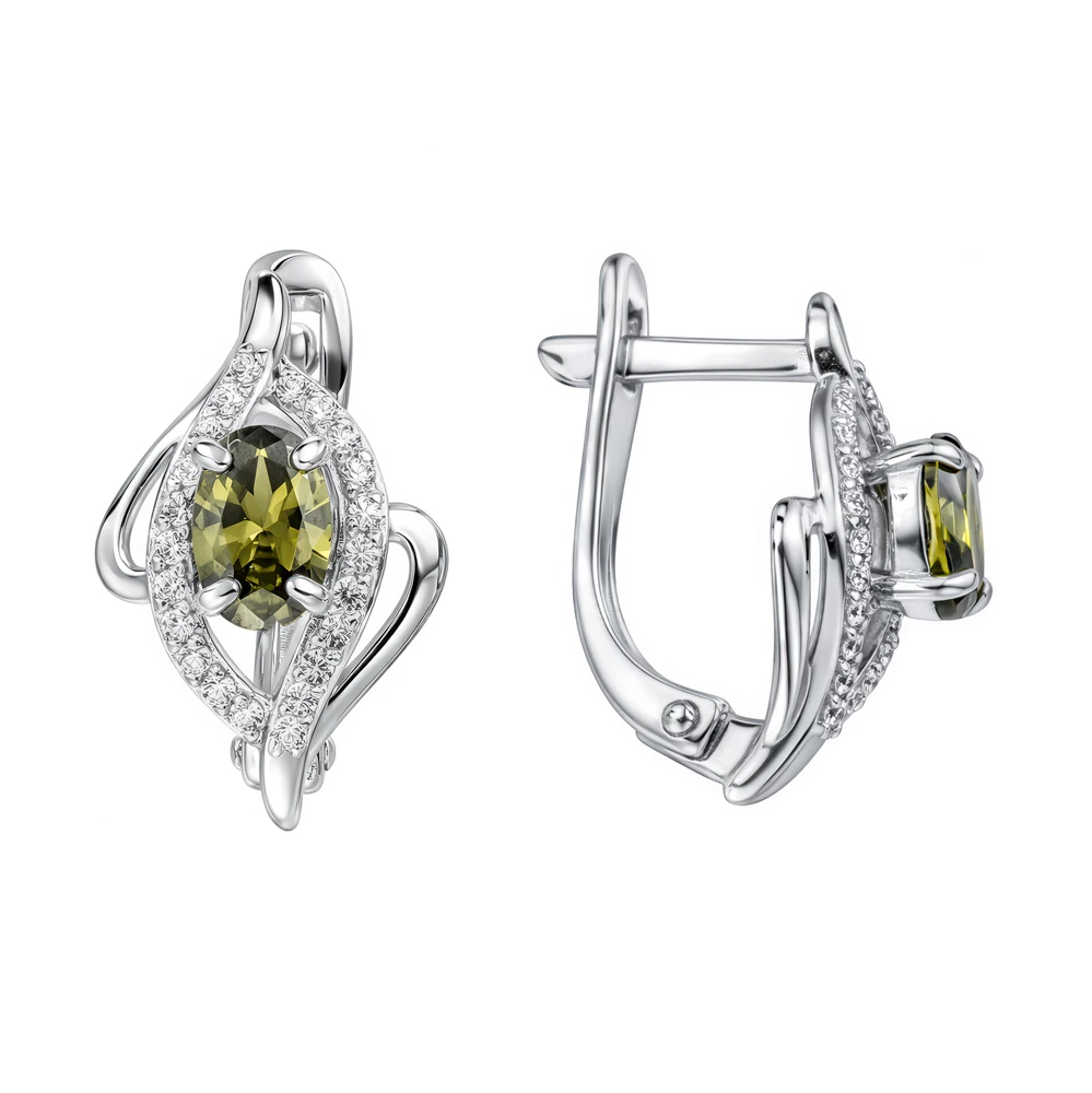 Серьги с фианитами из серебра 925 пробы