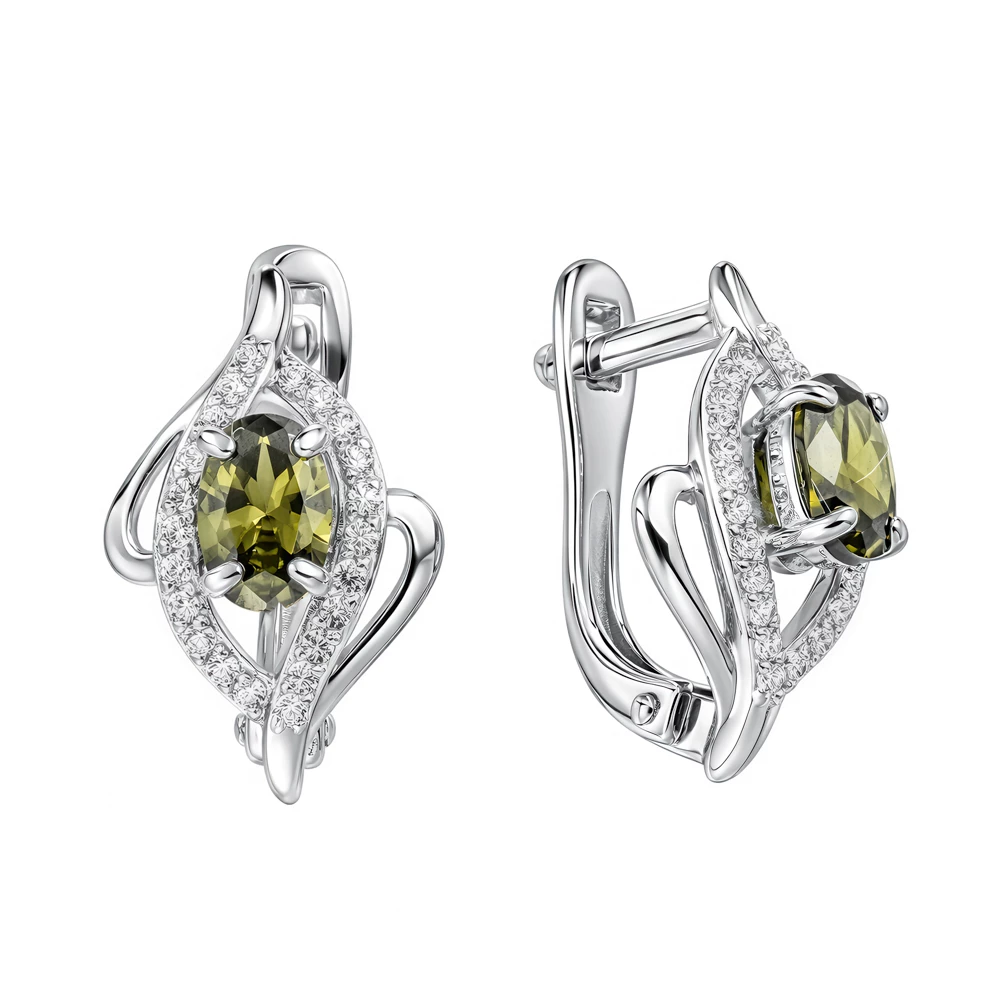 Серьги с фианитами из серебра 925 пробы