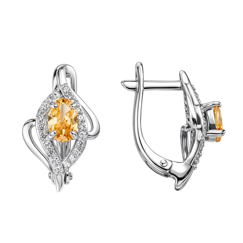 Серьги с фианитами из серебра 925 пробы