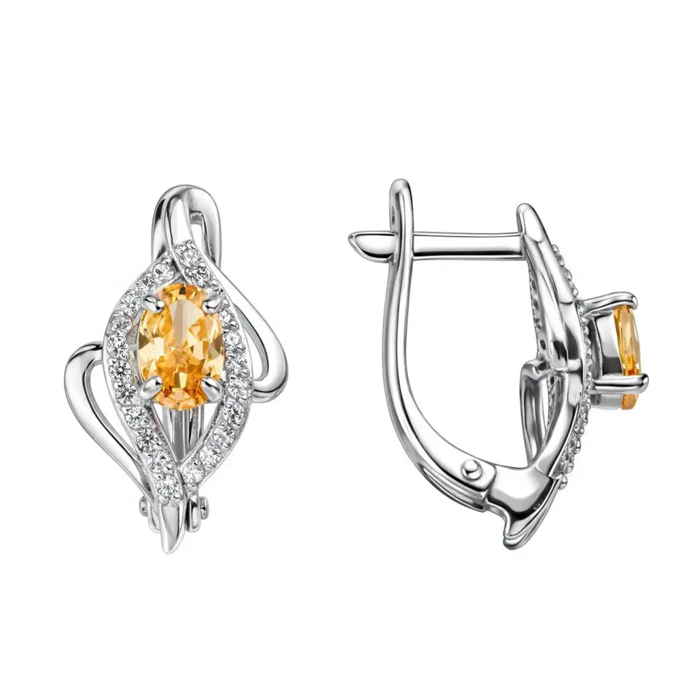 Серьги с фианитами из серебра 925 пробы