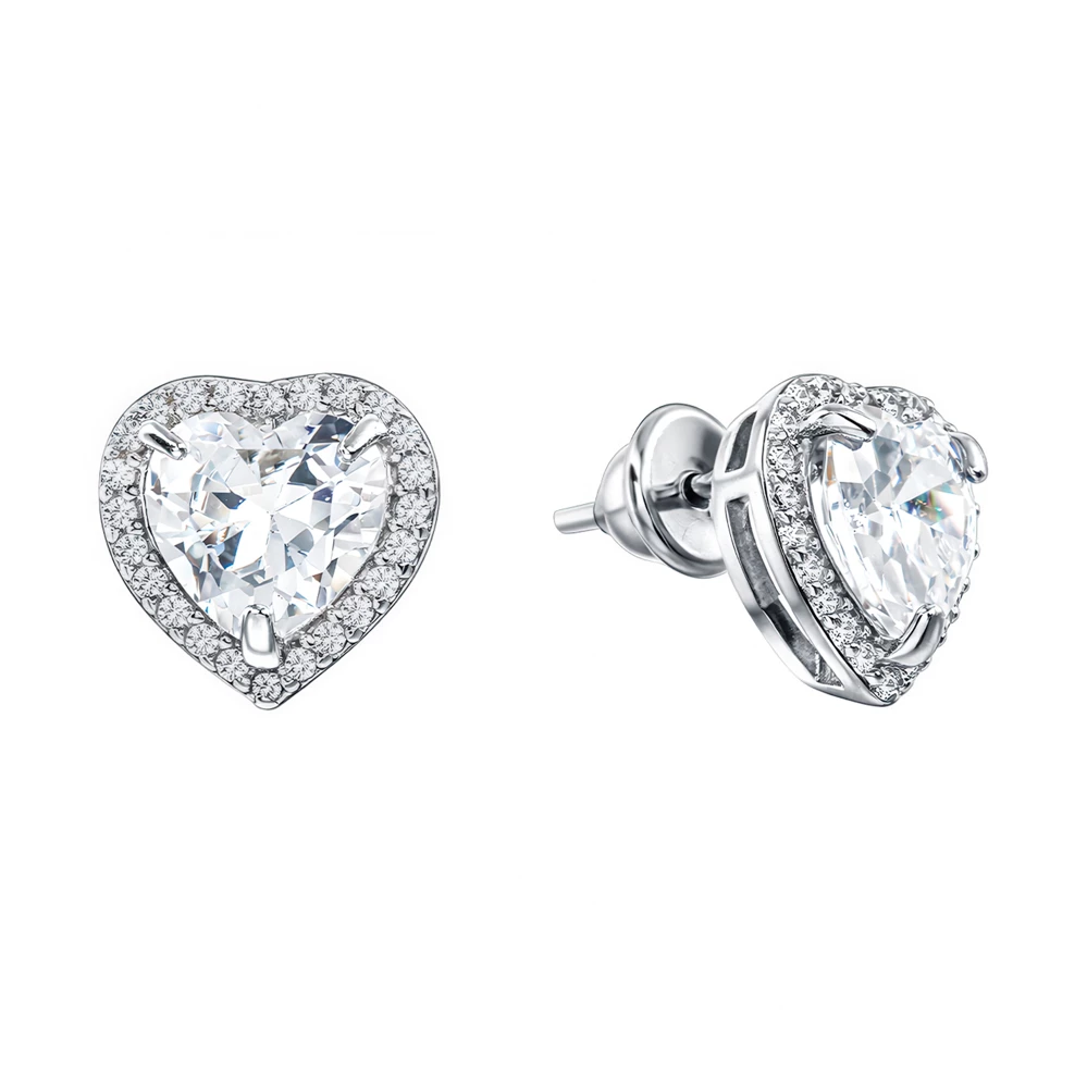 Серьги с фианитами из серебра 925 пробы