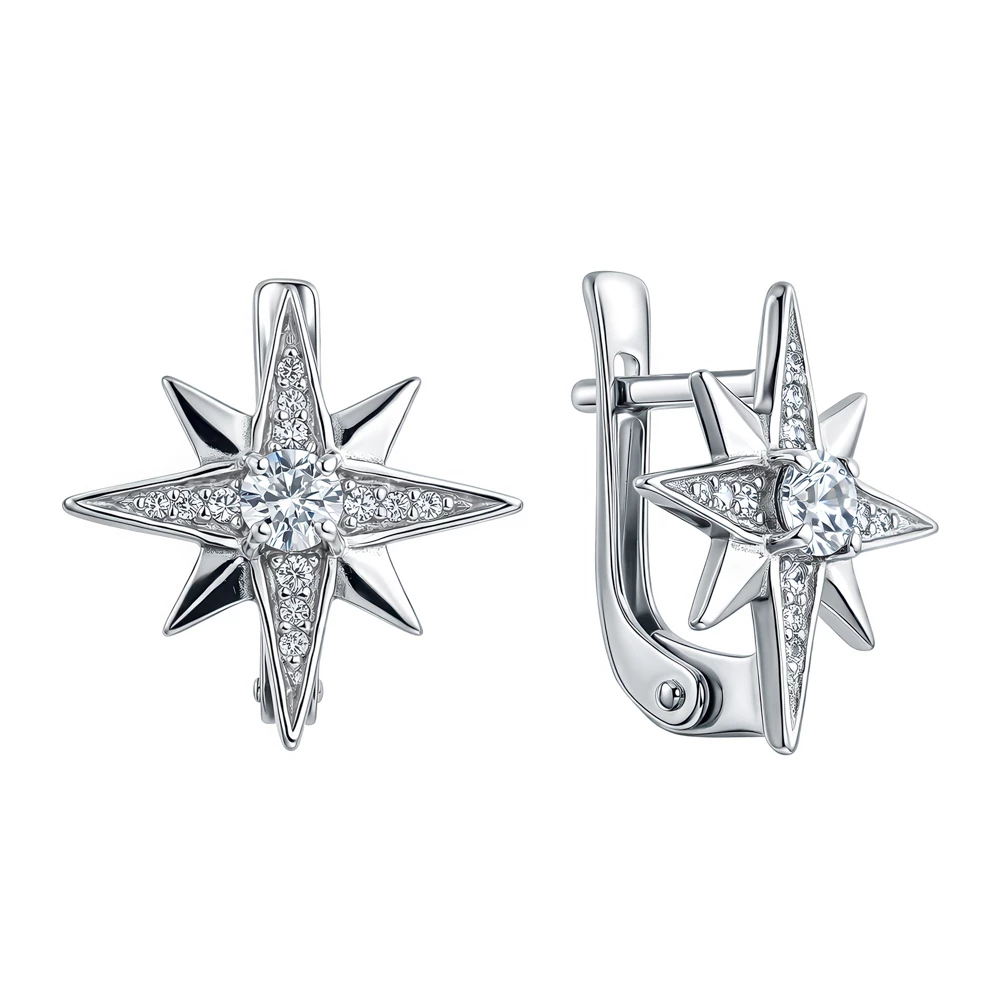 Серьги с фианитами из серебра 925 пробы