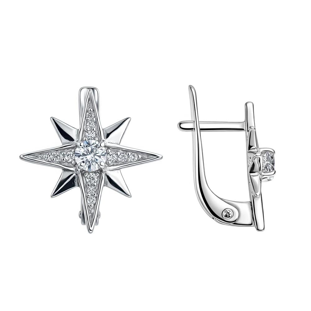 Серьги с фианитами из серебра 925 пробы