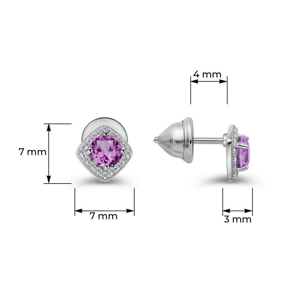 Серьги с фианитами из серебра 925 пробы