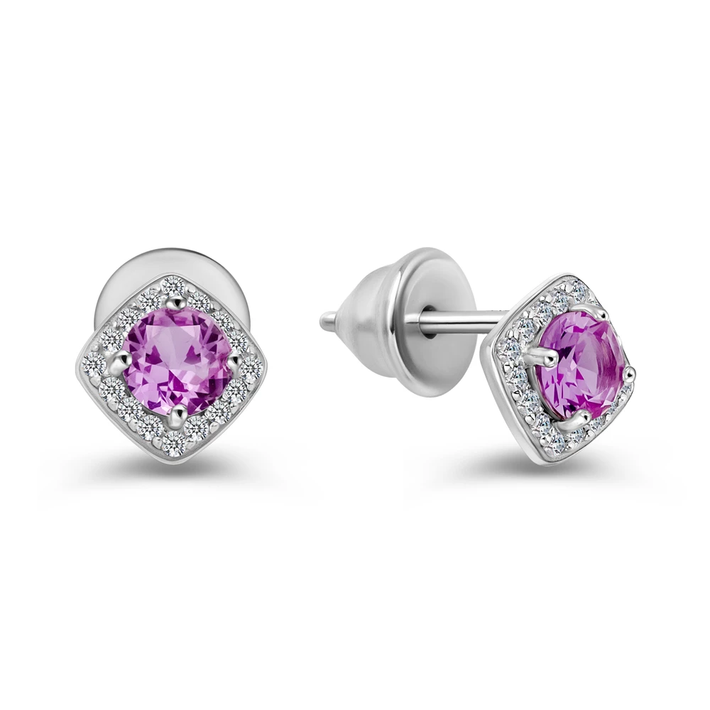 Серьги с фианитами из серебра 925 пробы