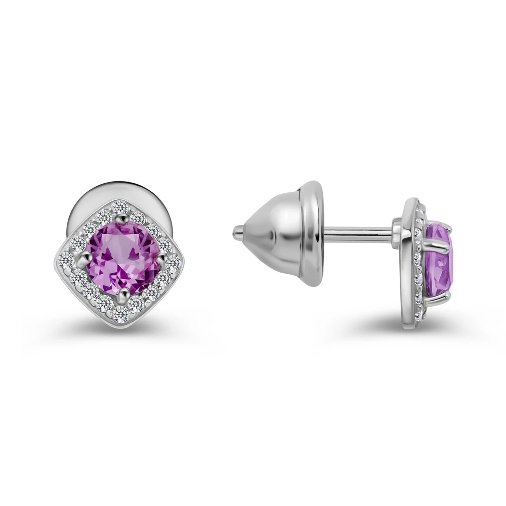 Серьги с фианитами из серебра 925 пробы