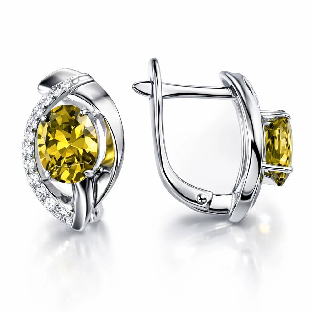 Серьги с фианитами из серебра 925 пробы