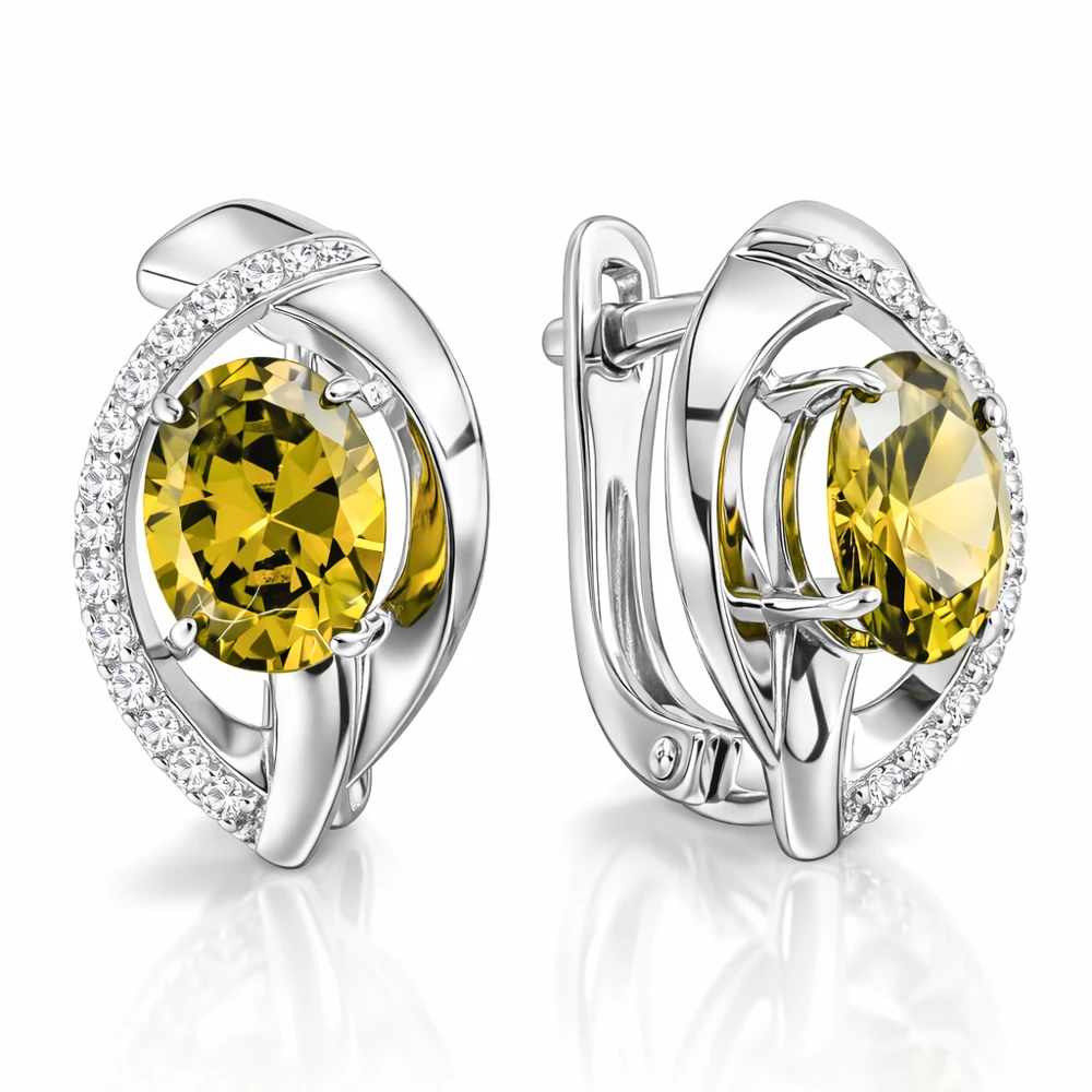 Серьги с фианитами из серебра 925 пробы