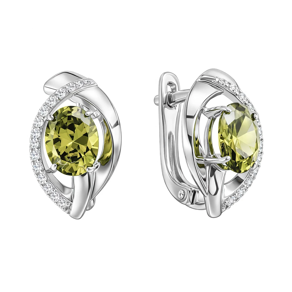 Серьги с фианитами из серебра 925 пробы