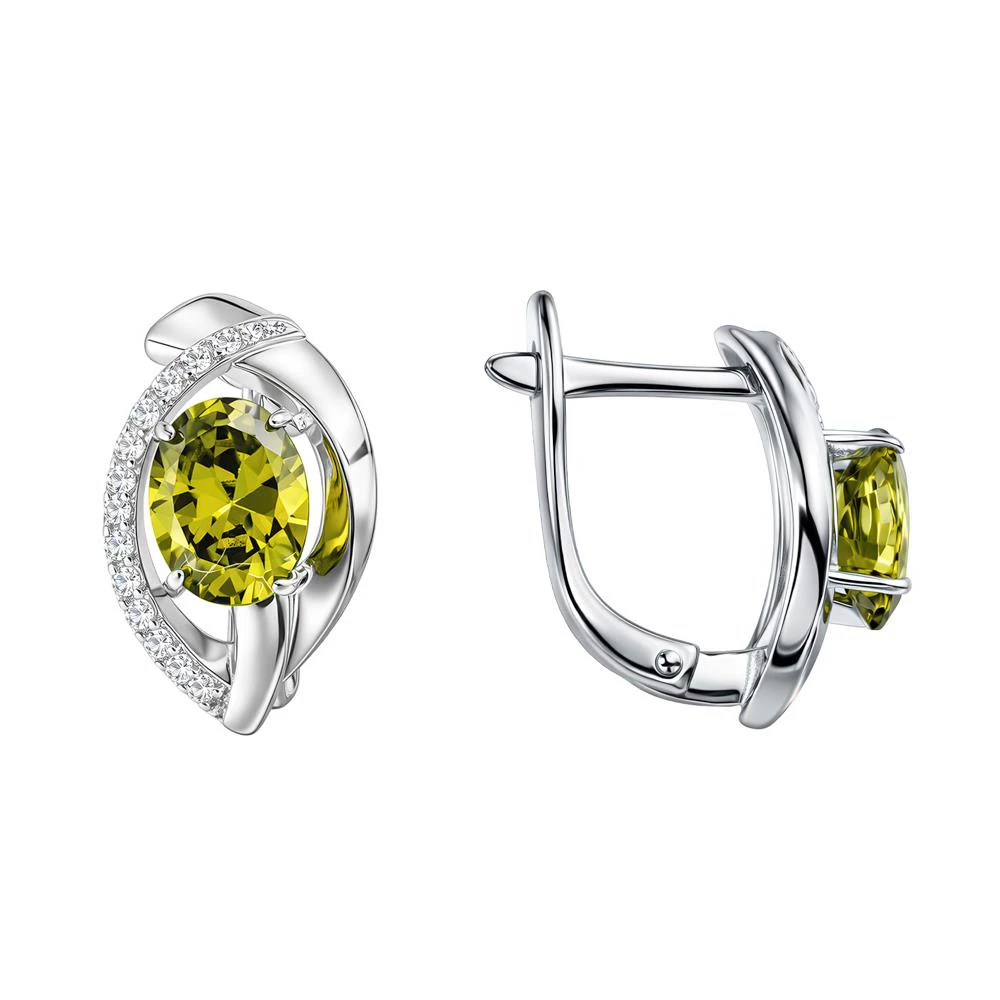 Серьги с фианитами из серебра 925 пробы