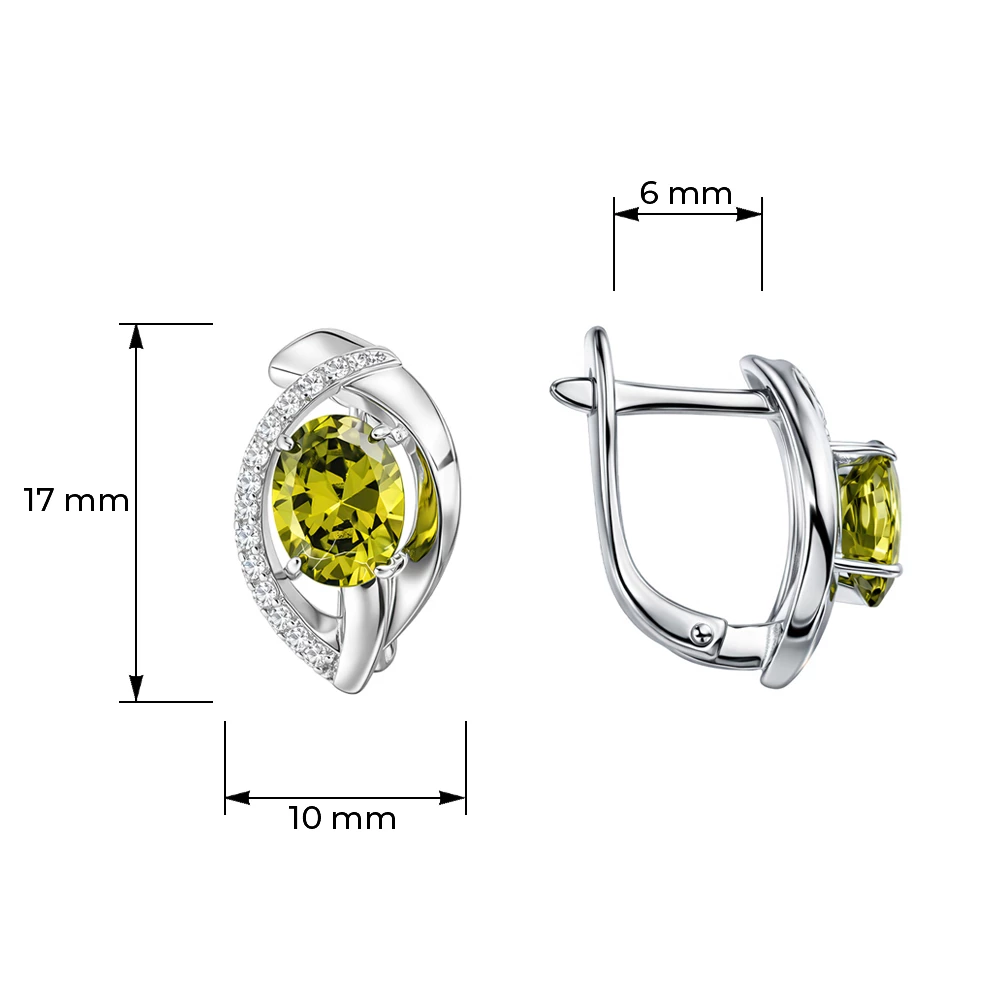Серьги с фианитами из серебра 925 пробы