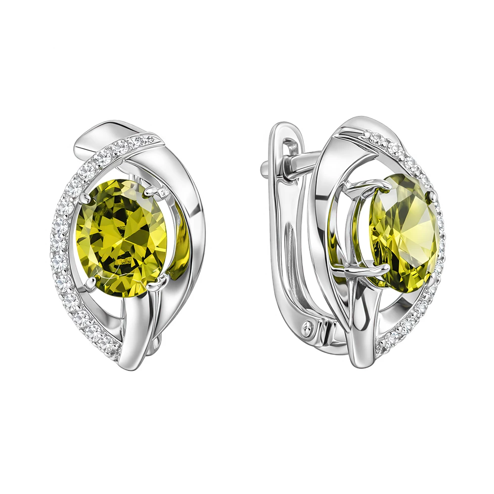 Серьги с фианитами из серебра 925 пробы