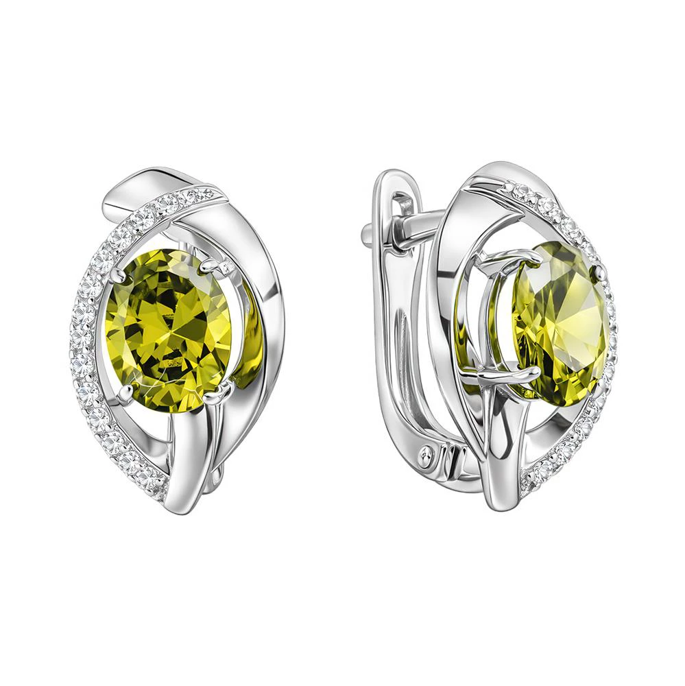 Серьги с фианитами из серебра 925 пробы