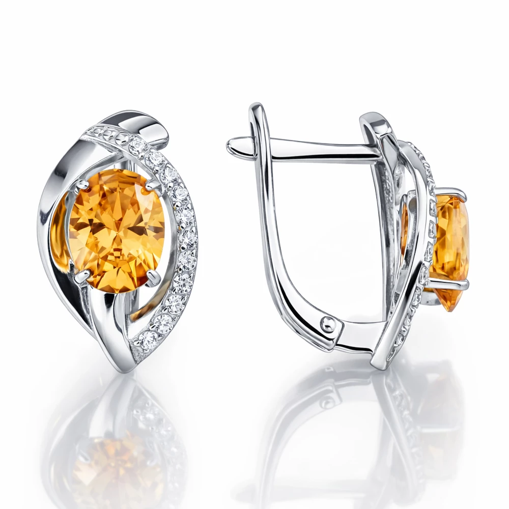 Серьги с фианитами из серебра 925 пробы