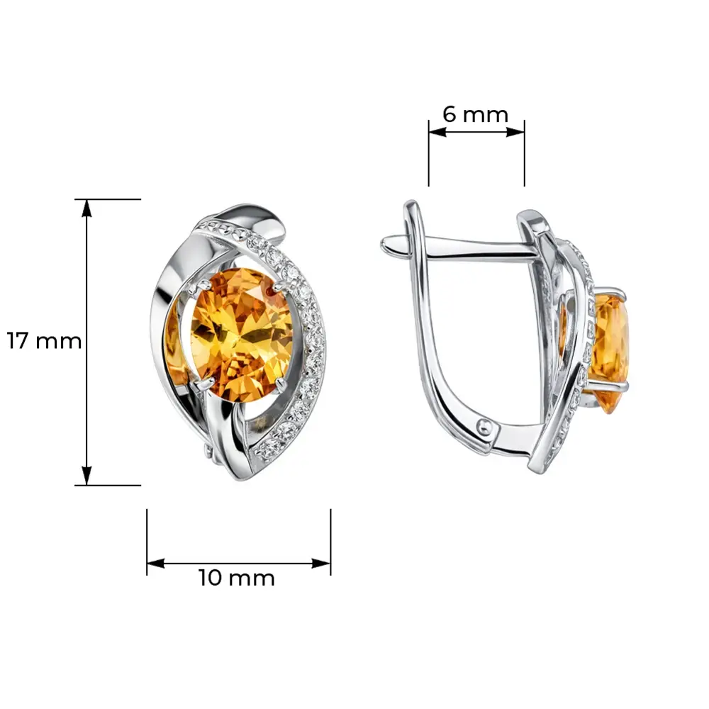 Серьги с фианитами из серебра 925 пробы