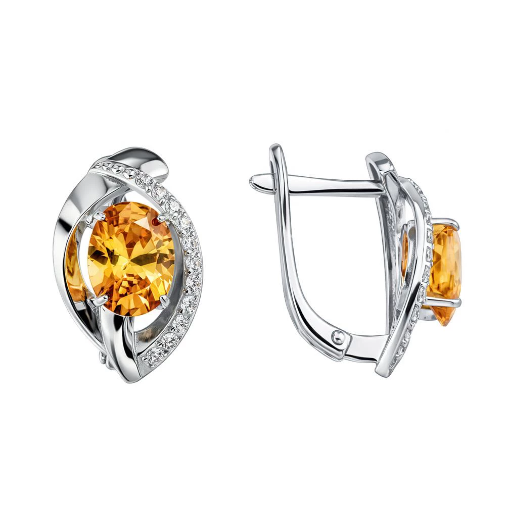 Серьги с фианитами из серебра 925 пробы