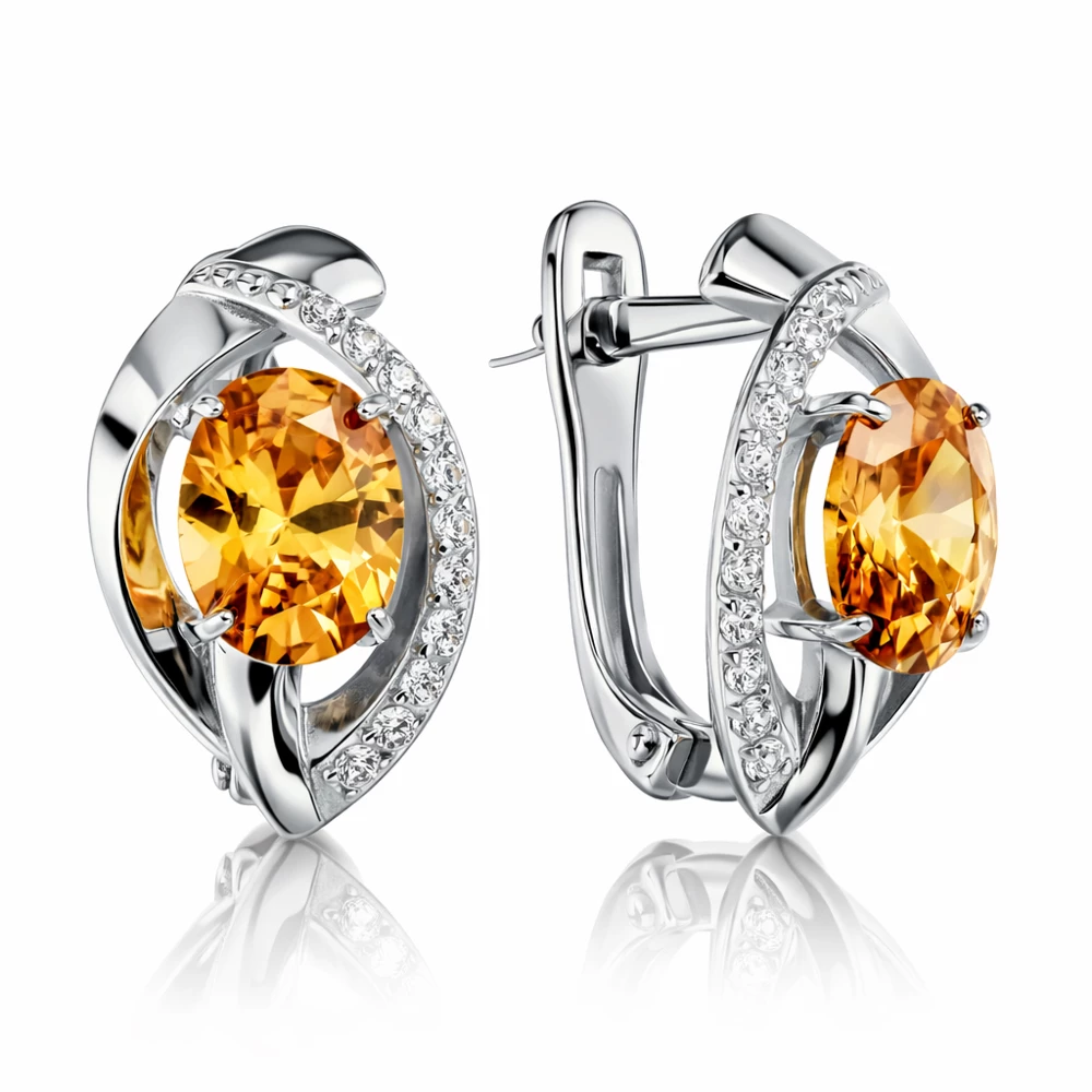 Серьги с фианитами из серебра 925 пробы