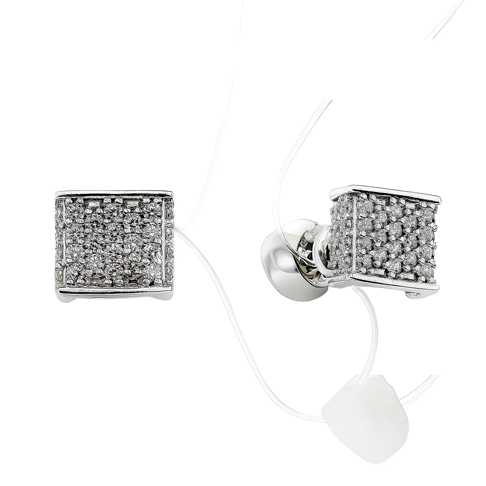 Серьги с фианитами из серебра 925 пробы