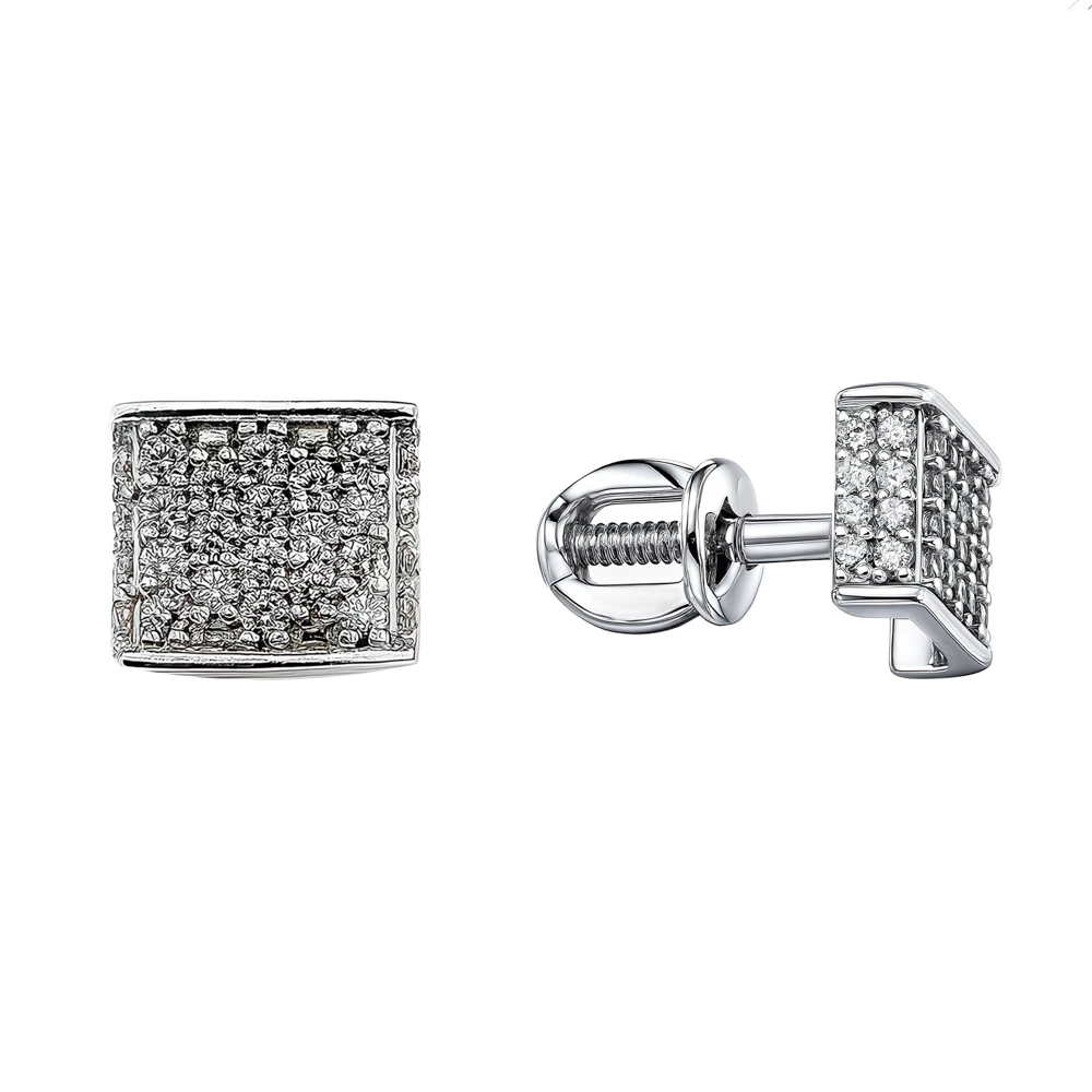 Серьги с фианитами из серебра 925 пробы