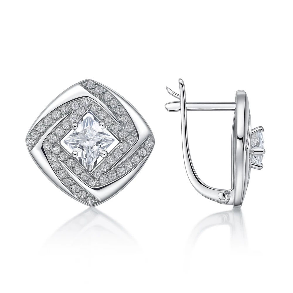 Серьги с фианитами из серебра 925 пробы