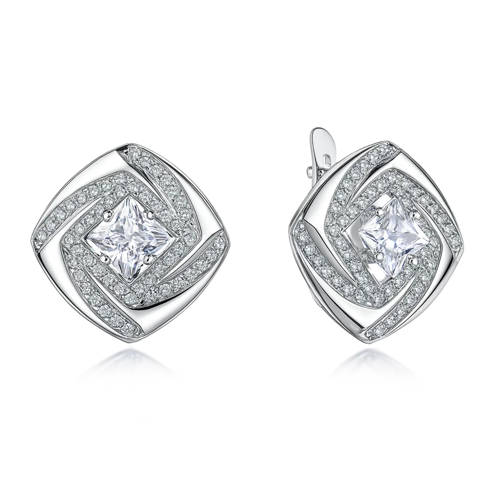 Серьги с фианитами из серебра 925 пробы