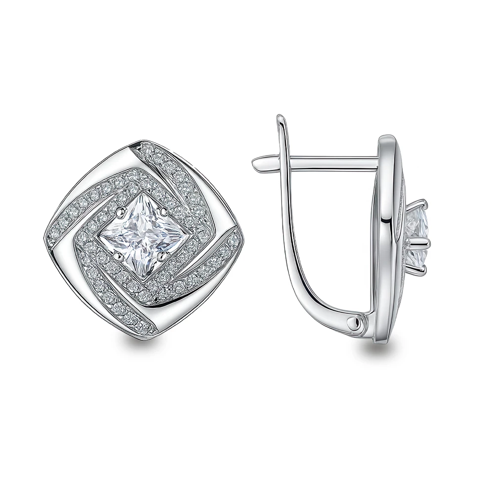 Серьги с фианитами из серебра 925 пробы