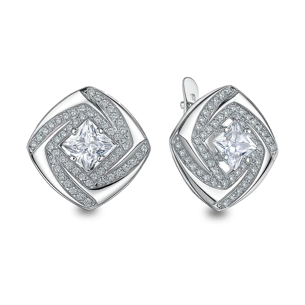 Серьги с фианитами из серебра 925 пробы