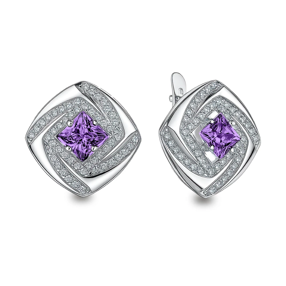 Серьги с фианитами из серебра 925 пробы