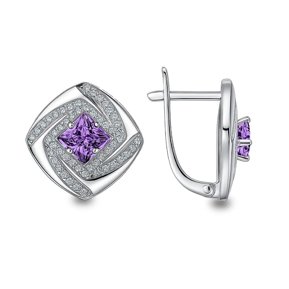 Серьги с фианитами из серебра 925 пробы Серьги с фианитами из серебра 925 пробы