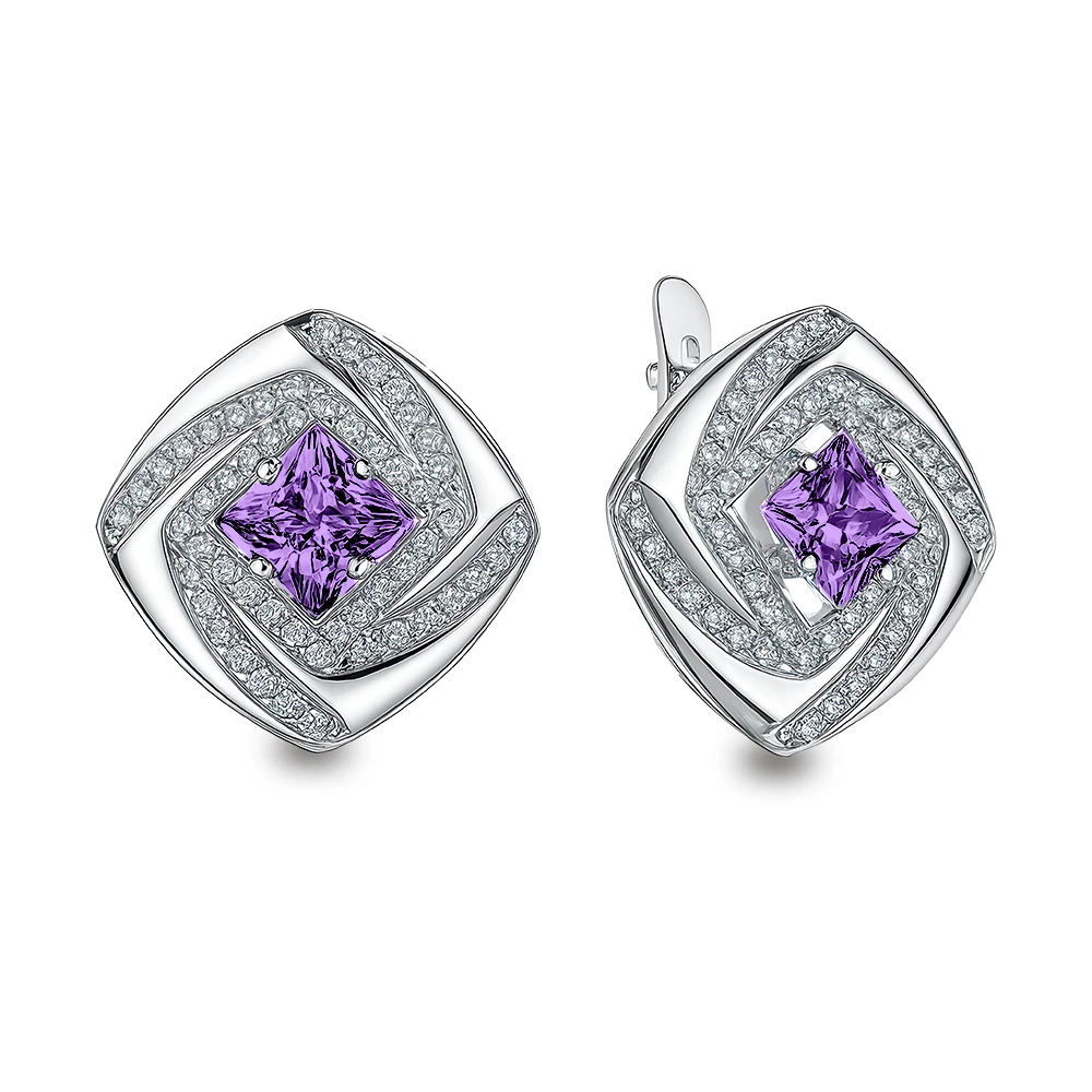 Серьги с фианитами из серебра 925 пробы Серьги с фианитами из серебра 925 пробы