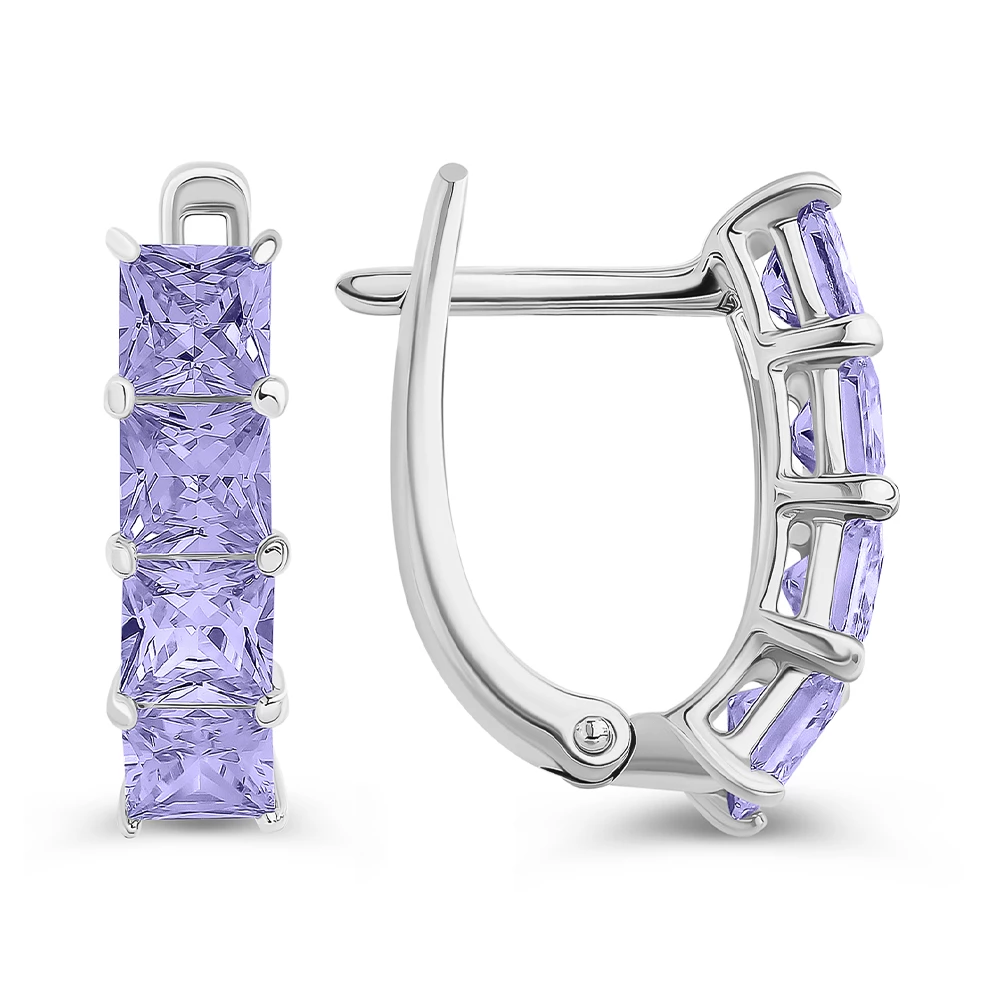 Серьги с фианитами из серебра 925 пробы