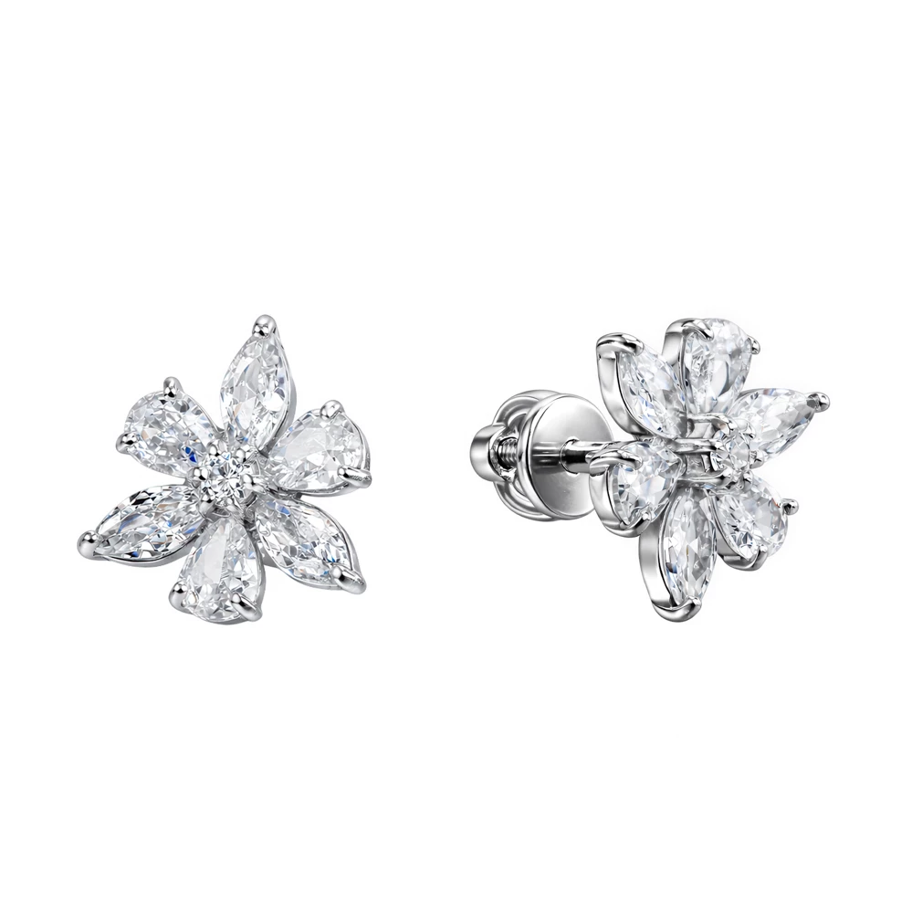 Серьги с фианитами из серебра 925 пробы