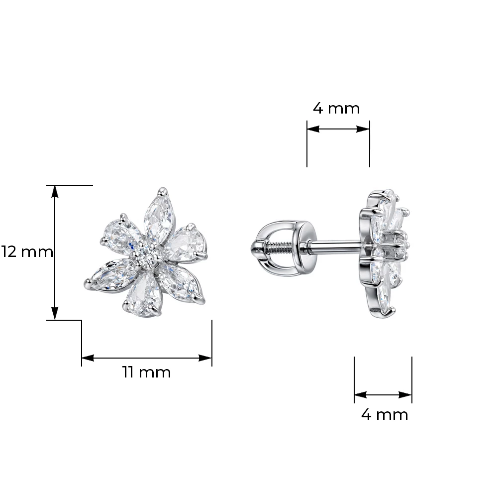 Серьги с фианитами из серебра 925 пробы