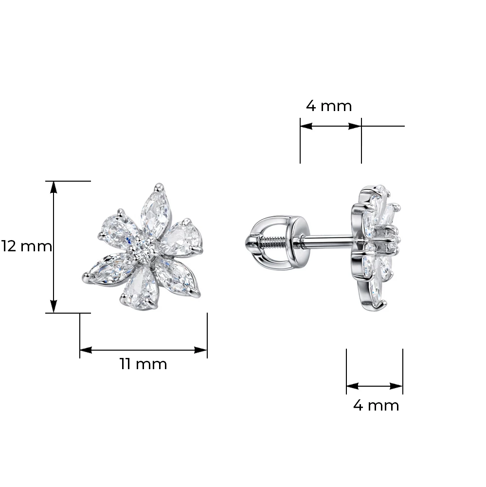 Серьги с фианитами из серебра 925 пробы