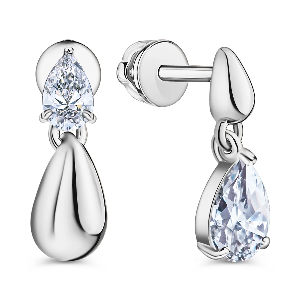 Серьги с фианитами из серебра 925 пробы
