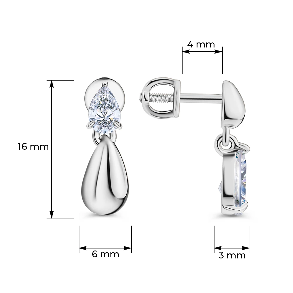 Серьги с фианитами из серебра 925 пробы