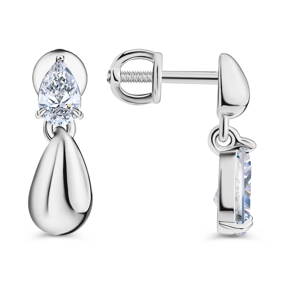 Серьги с фианитами из серебра 925 пробы