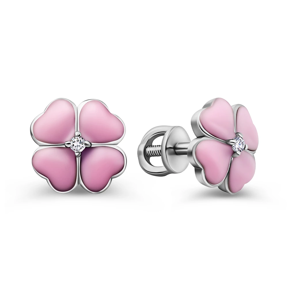 Серьги с фианитами из серебра 925 пробы