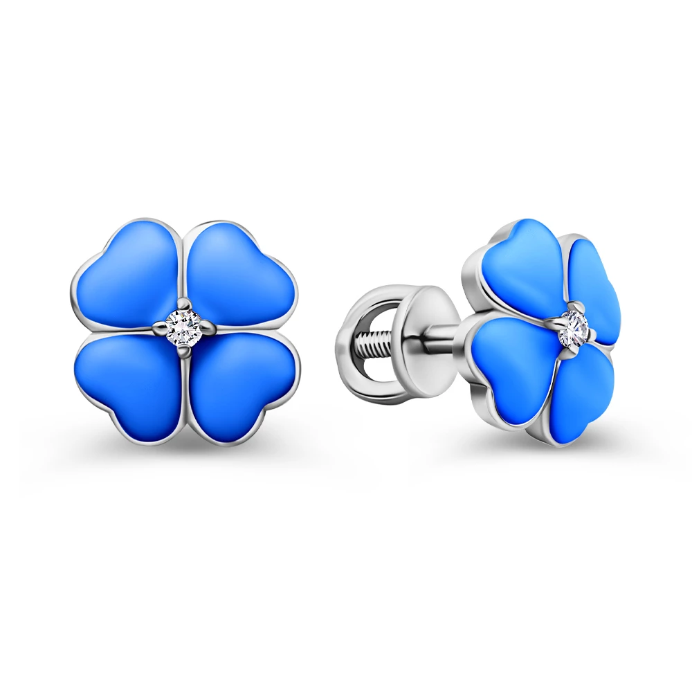 Серьги с фианитами из серебра 925 пробы