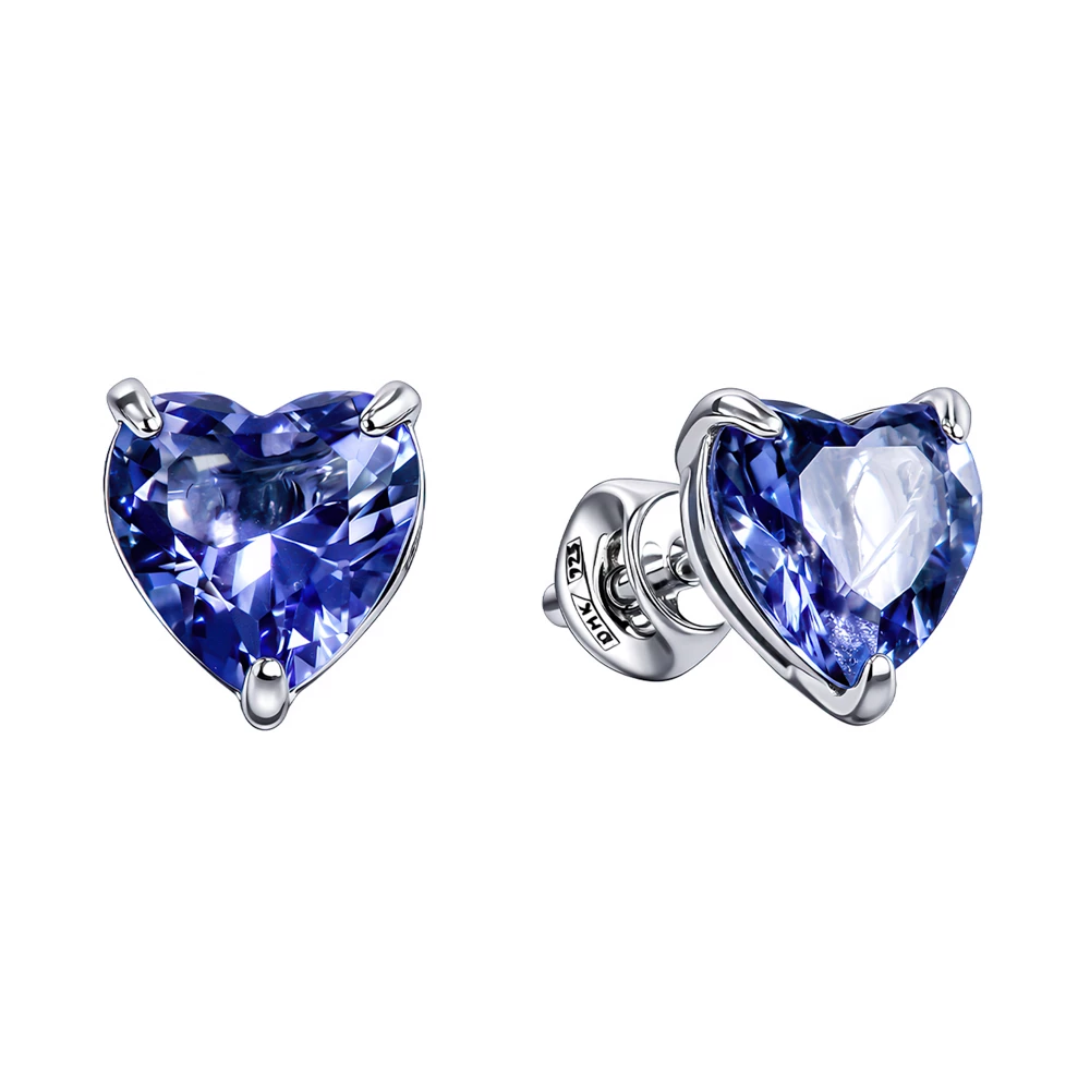 Серьги с кварцами синтетическими из серебра 925 пробы